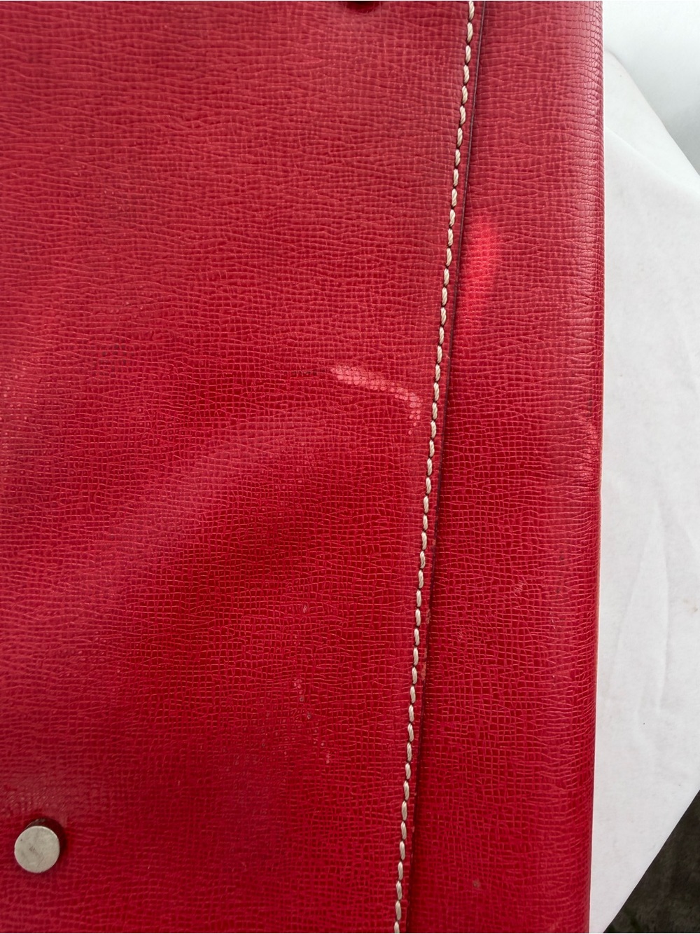 Vintage Ann Taylor Red Leather Duffle Bag Weekender CarryOn Travel Luggage AS IS - Picture 6 of 16